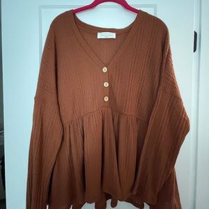 American Threads Rust Orange Babydoll Top